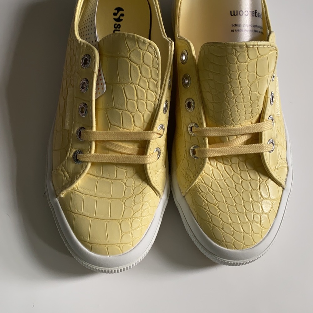 Superga croc emboss sneaker yellow 6.5 7 7.5 8 NWT - Picture 5 of 16